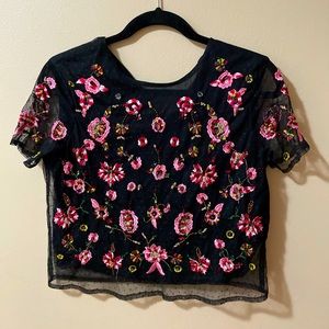 ZARA embroidered mesh Tee